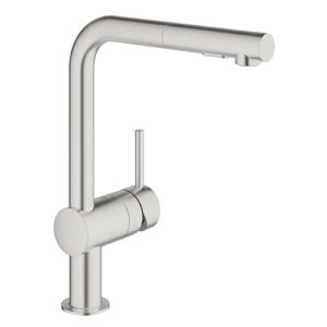 Grohe Minta SuperSteel 30274DC0. SuperSteel has a stylish matte finish, is 3 times as hard as chrome , and 10 times as durable