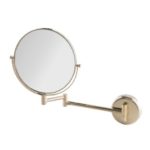 Wall-Mounted Double-Sided mirror, normal and 3x magnification with Gold finishing