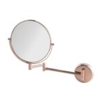 Wall-Mounted Double-Sided mirror, normal and 3x magnification with Rose Gold finishing